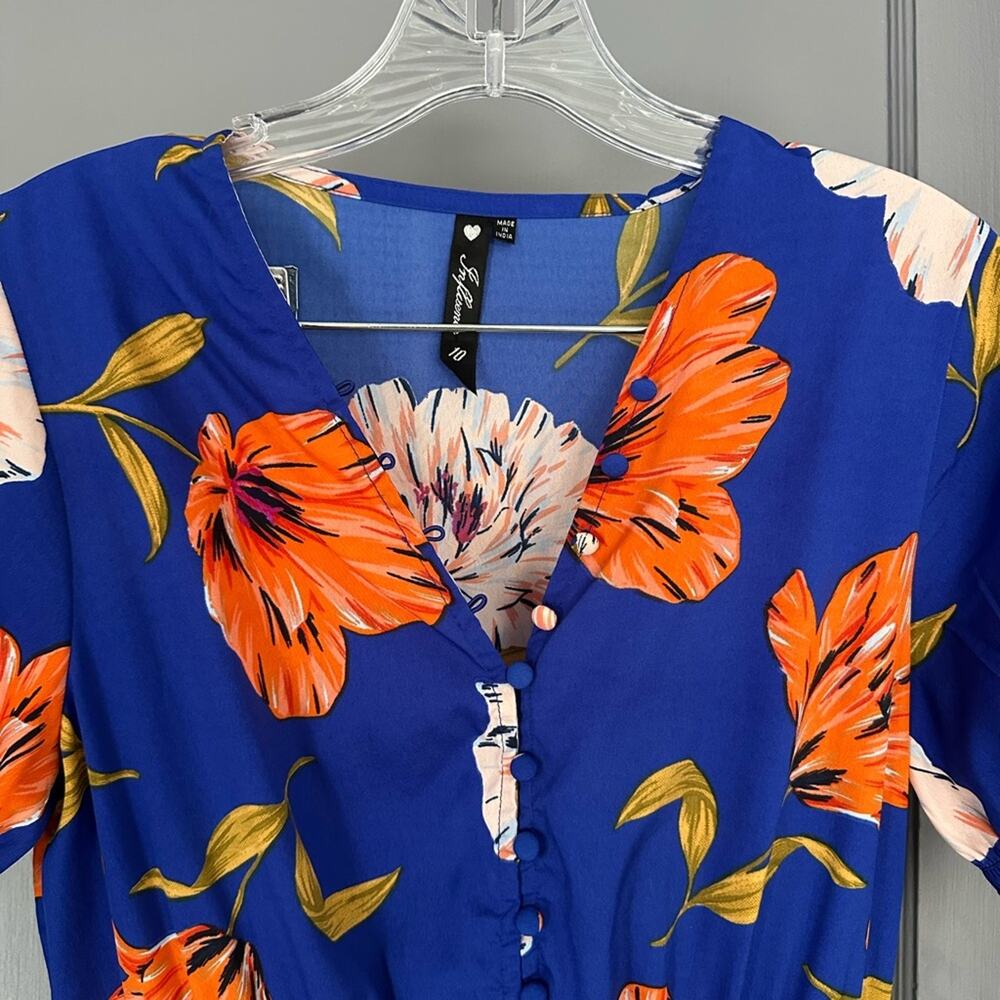 ASOS Womens Floral Midi Dress Size 6 Blue V Neck Long Sleeve Button Front - Picture 5 of 12